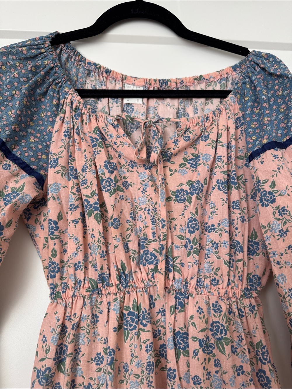 Vintage 70s Pink and Blue Floral Tiered Peasant Dress - Picture 5 of 16